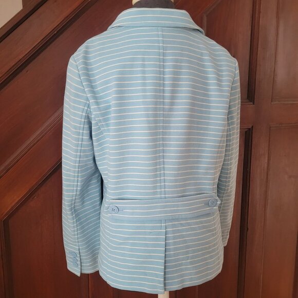Talbots Womens Blue & White Striped Button-Front Jacket L Blazer - Picture 7 of 7